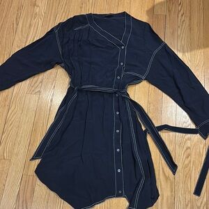 Black All Saints Button-Up Dress with Wrap Tie